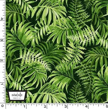 Fern Leaf fabric - Foliage - CX11148-GREE-D - Michael Miller Dinosaurs Collection - 100% Cotton - Forest plant material - Ships NEXT DAY