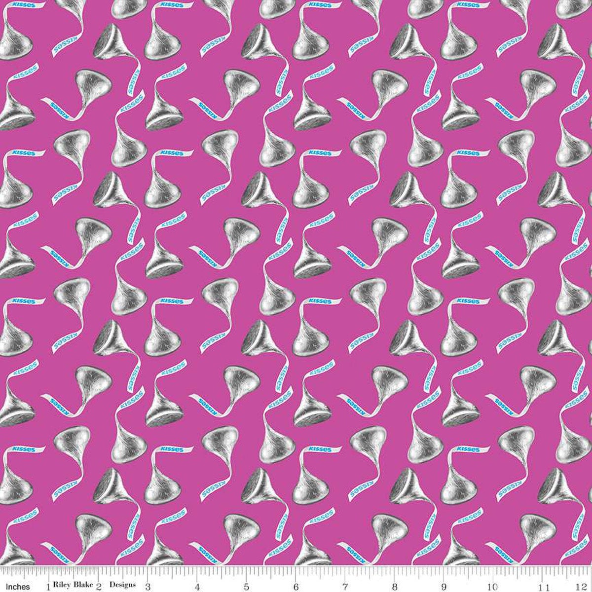 Chocolate Hershey Kisses Fuchsia- Celebrate collection from Riley Blake - 100% Cotton Fabric - Candy material food theme - SHIPS NEXT DAY