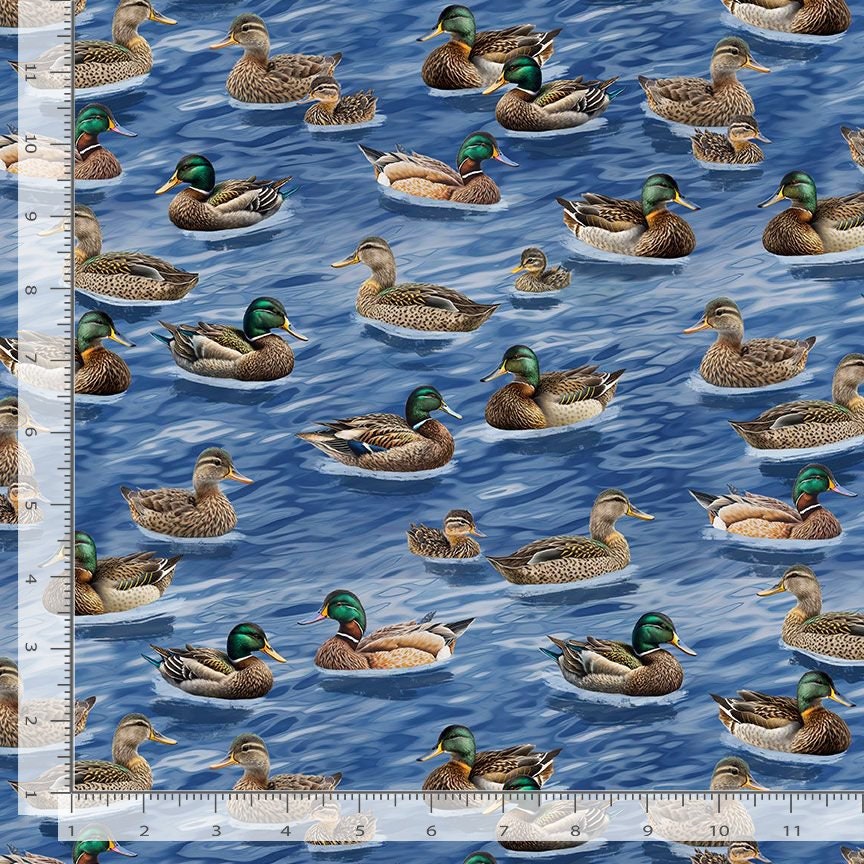 Mallard Duck Fabric - Timeless Treasures - Lakeside Cabin Collection - 100% Cotton - Lake Water Fowl Ducky Fishing Outdoor Sports Hunting