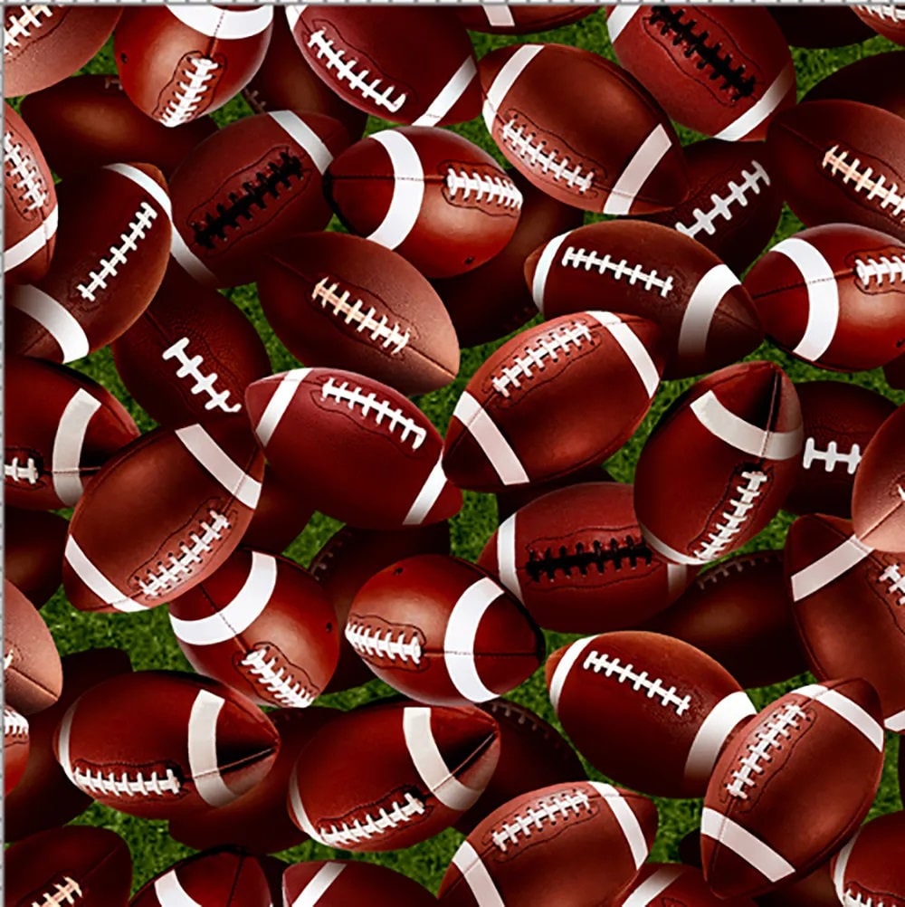 Football fabric - Game Day 59 5111 - 100% Cotton - Oasis Fabrics - Game Day Sports Fabric Realistic Footballs Team Sports