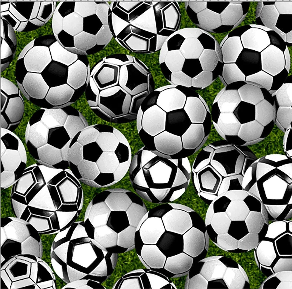 Soccer Fabric - Game Day 59-5121 - Oasis Fabrics - 100% Cotton - Quilting Cotton - Sports Fabric - Black and White Soccer ball