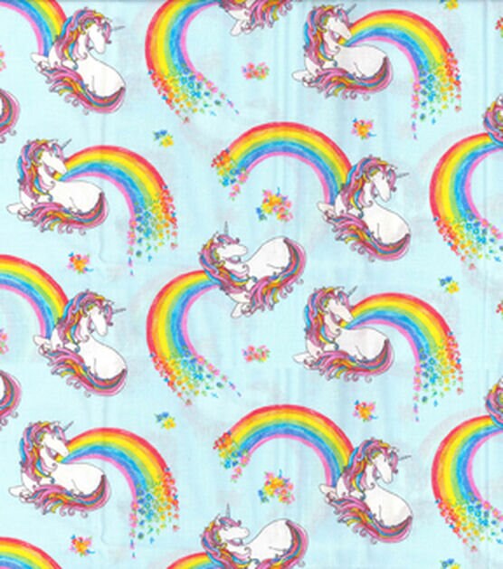 Unicorn and Rainbows fabric - 100% cotton - multicolor rainbow fantasy kids room decor material