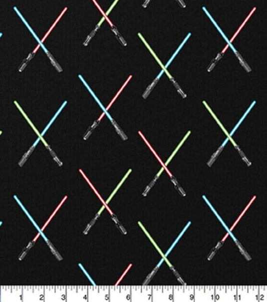 Star Wars Light Saber Fabric - 100% cotton fabric - Red Saber Green Saber Blue Saber - Star Wars Movie - Light Saber Quilting Material