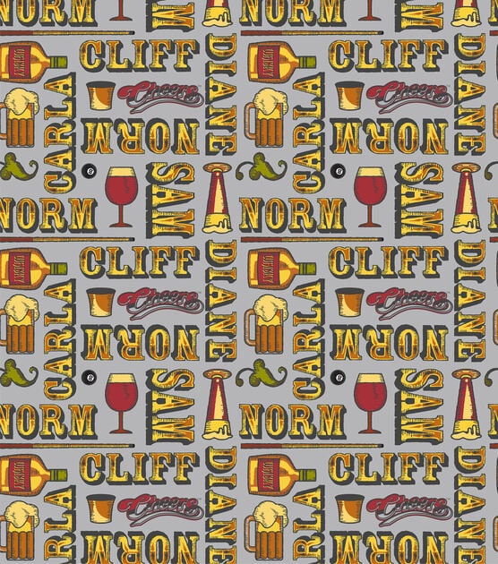 Cheers TV show fabric - Cheers Name Toss Pop Culture - 100% cotton fabric - Springs Creative - 80s 90s TV theme Bar Norm Cliff