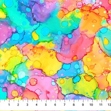 Inspired Alcohol Ink Blobs Fabric - DP26696-28 - 100% Cotton - Northcott - Multicolor Rainbow Colorful Blender dots