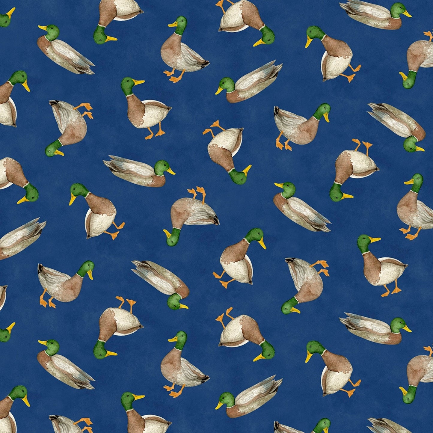 Mallard Toss Navy - Wilmington Prints - Lakefront Collection - 100% Cotton Fabric - Lake Water Fowl Ducky Fishing Outdoor Sports Hunting
