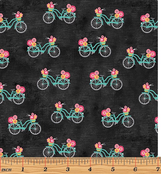 Bicycle Time Slate Multi - At Home Collection - Benartex - 100% Cotton Fabric