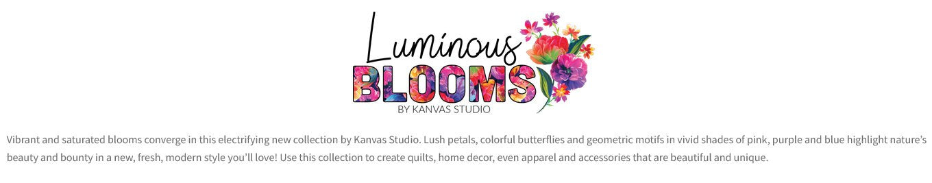 Colorful Floral Fabric - In Full Bloom Multi - Benartex Kanvas Studio Luminous Blooms - 100% Cotton