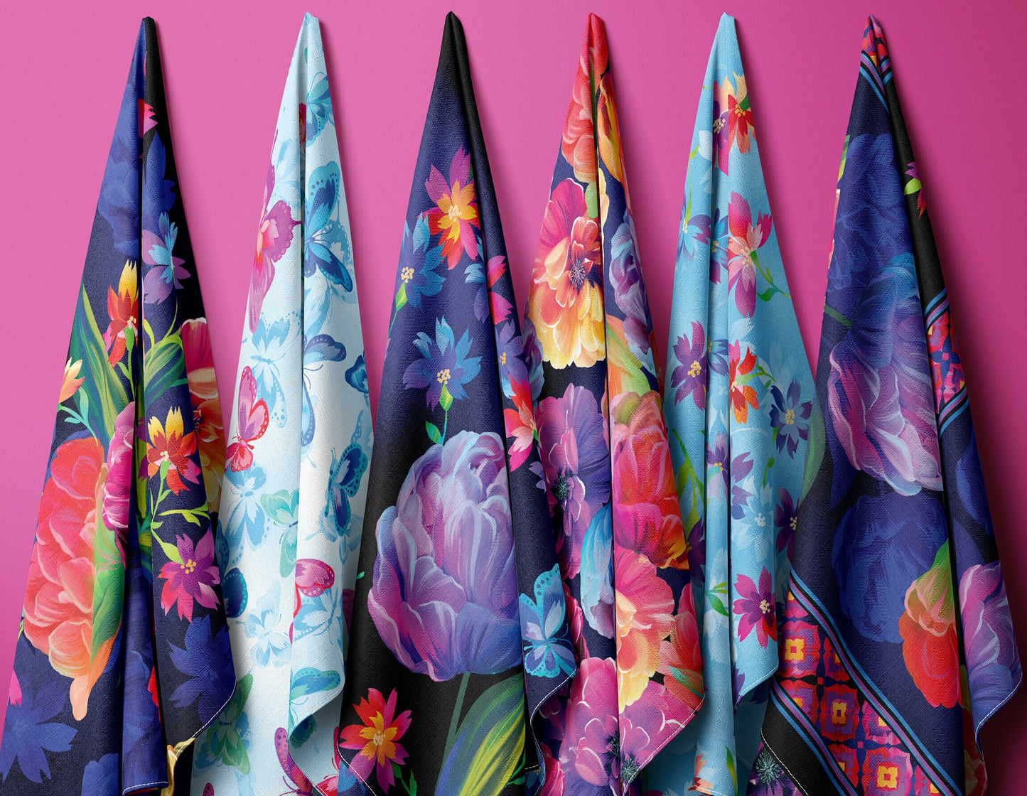 Colorful Floral Fabric - In Full Bloom Multi - Benartex Kanvas Studio Luminous Blooms - 100% Cotton