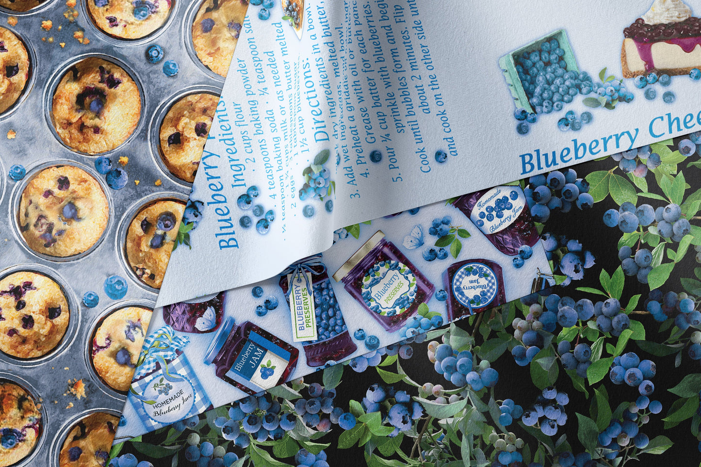 Blueberry Hill - Pick your fabric by the 1/2 yard - Benartex - 100% Cotton Fabric - food theme quilt material