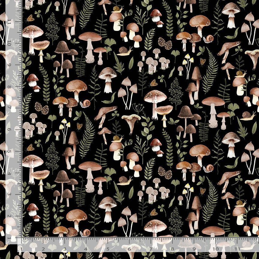 Dear Stella Shitake Happens - Mushroom Fabric - 100% Cotton - Fungi Material