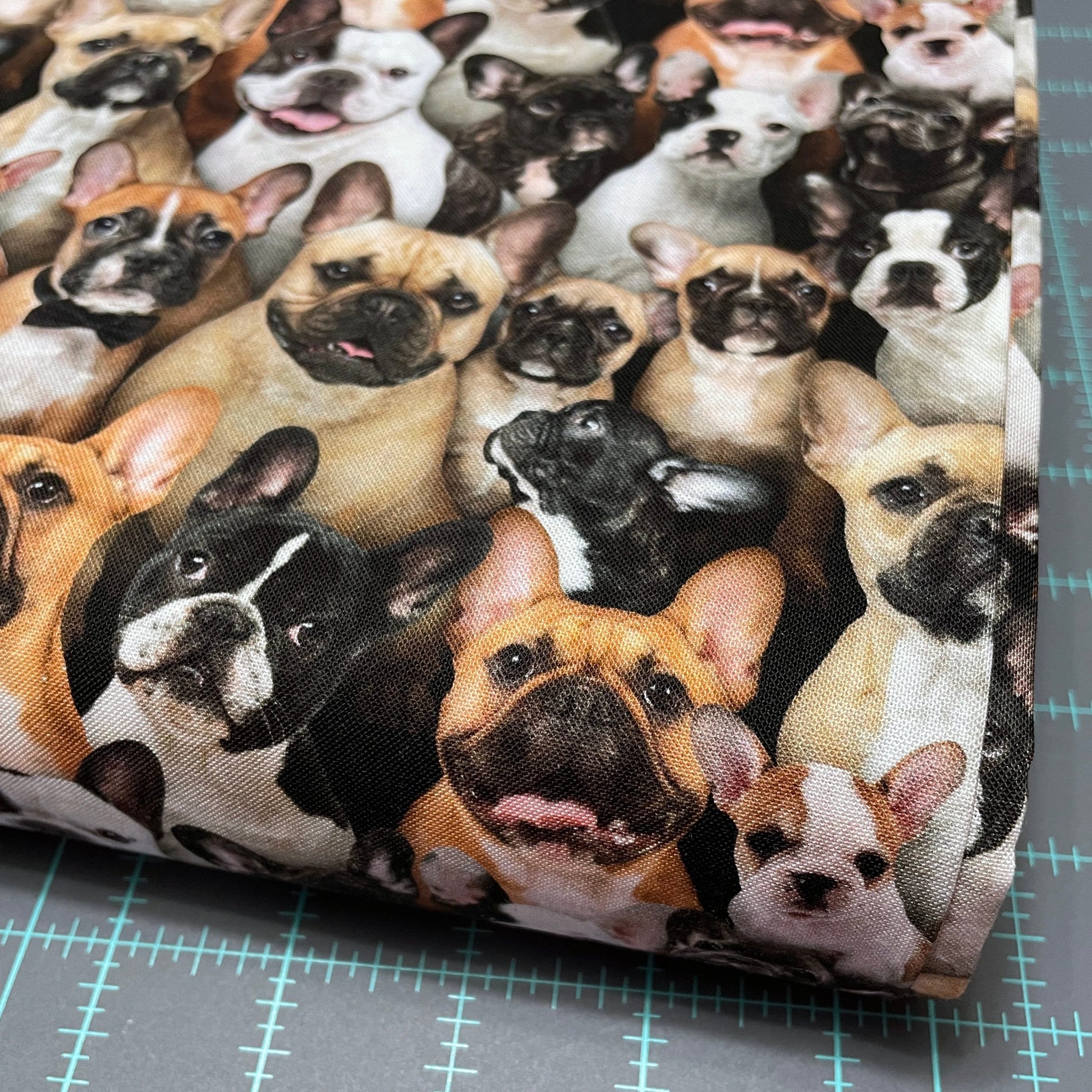 French Bulldog fabric - 687-multi - Elizabeth's Studio - 100% Cotton - Best Friend Collection - Frenchie dog fabric