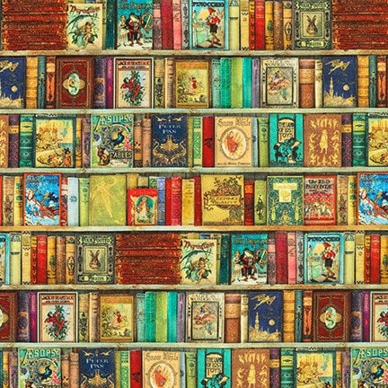 Antique Book Fabric - SMALL BOOKS - Robert Kaufman Library of Rarities - 100% Cotton - Reading Bibliophile gift
