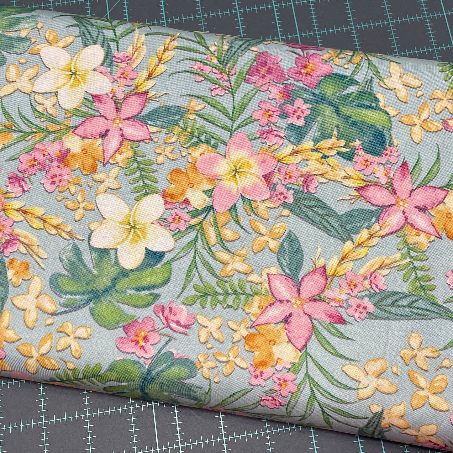 Plumeria fabric - Studio E - All Big Things Start Small Collection - 100% cotton fabric - Tropical Floral Bouquet Hawaii Vacation