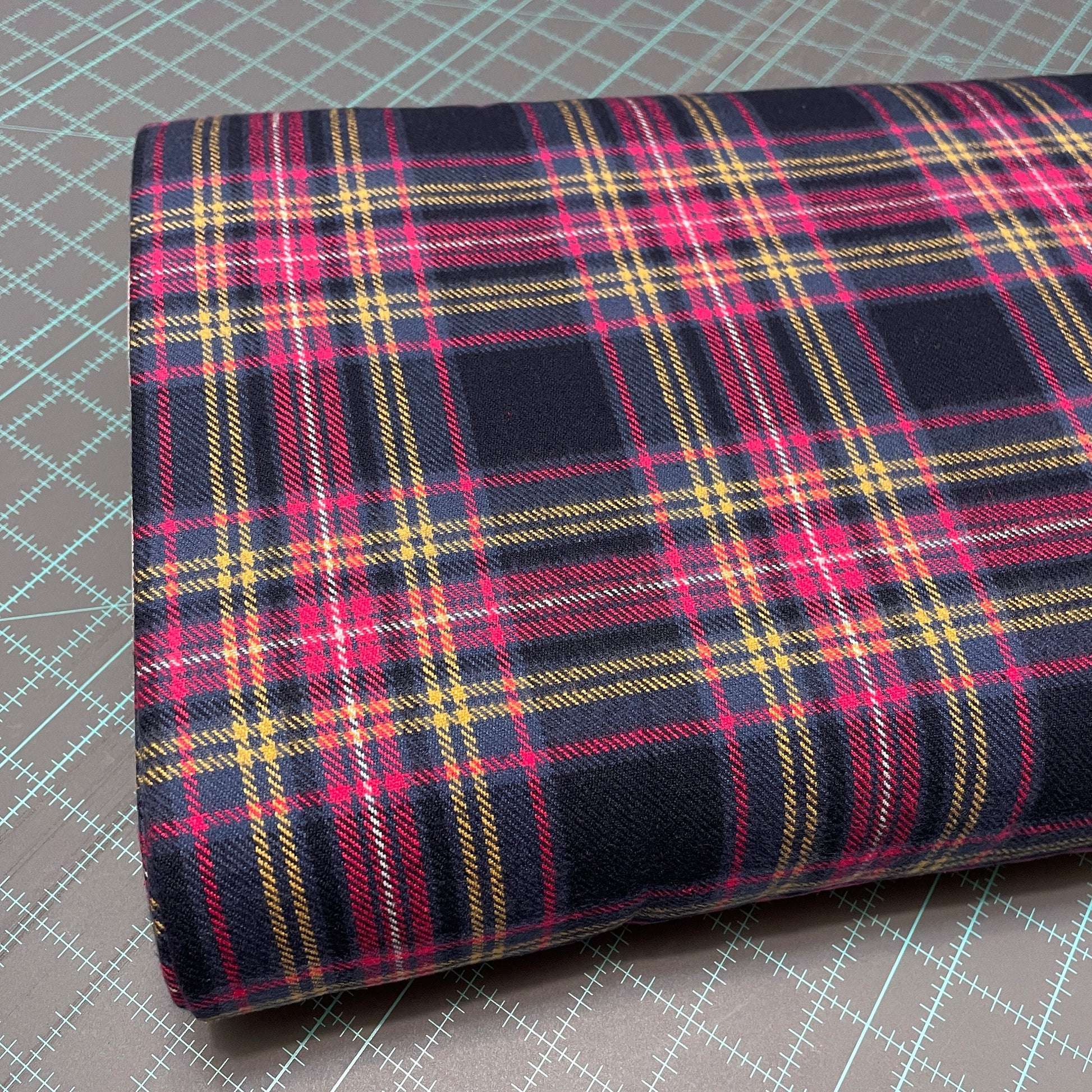 Plaid Navy FLANNEL Fabric - Marcus Fabrics - 100% Cotton Fabric