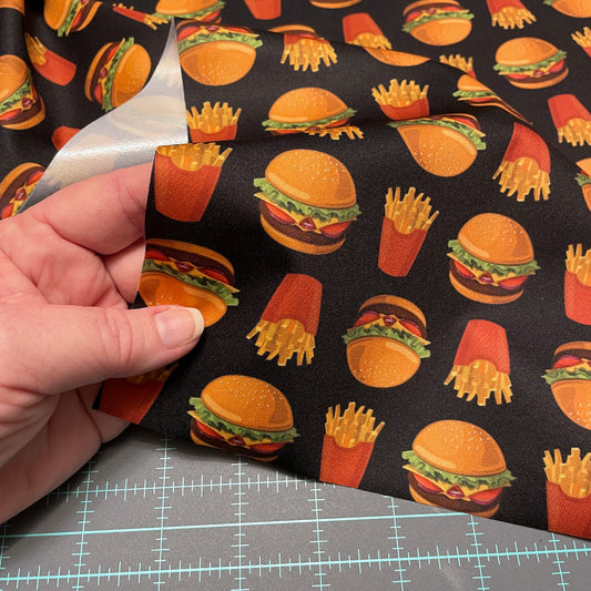 Hamburger and Fries PUL Waterproof Fabric - 1 mil - 60" wide - Fast Food PUL