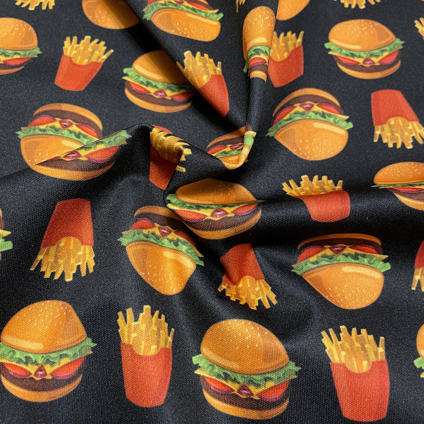 Hamburger and Fries PUL Waterproof Fabric - 1 mil - 60" wide - Fast Food PUL