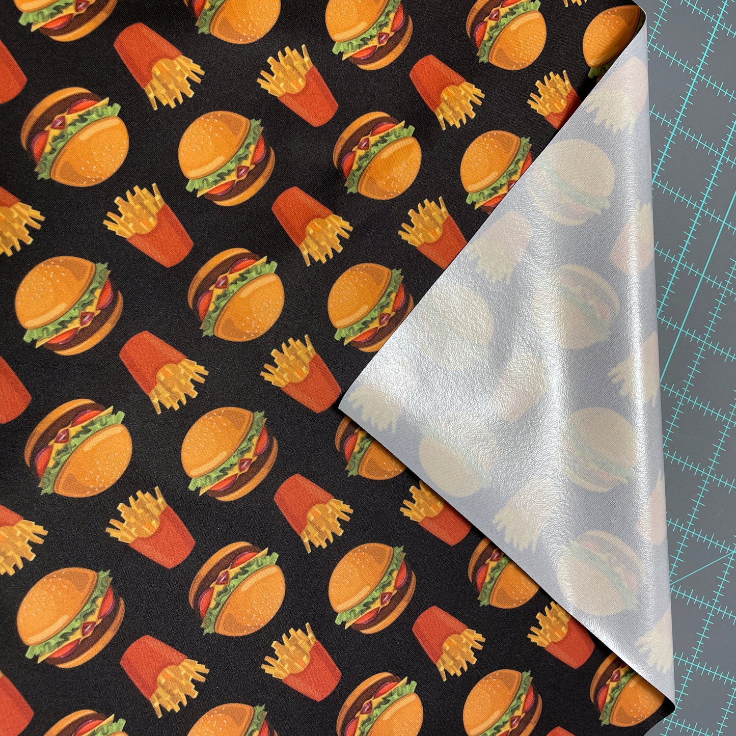 Hamburger and Fries PUL Waterproof Fabric - 1 mil - 60" wide - Fast Food PUL