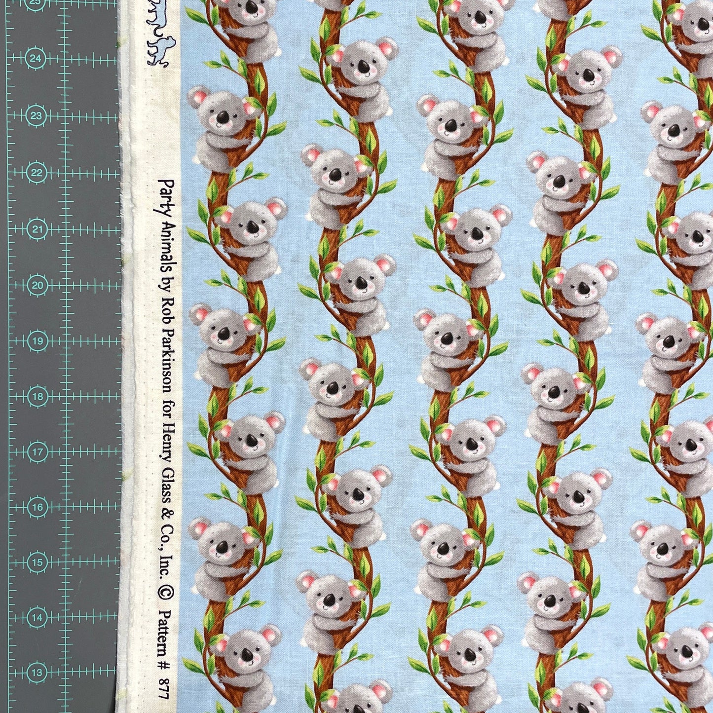 Koala Fabric - 100% cotton - Henry Glass - Koalas on Trees - Party Animals by Rob Parkinson