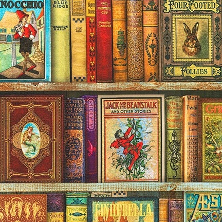 Antique Book Fabric - LARGE BOOKS - Robert Kaufman Library of Rarities - 100% Cotton - Reading Bibliophile gift