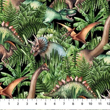 Dino Jungle - Northcott - 100% Cotton - Paleo Tales - Prehistoric Jurassic Dinosaur Fabric