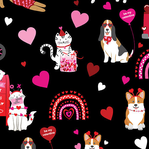 Love you Fur-Ever - Valentine's Day Pets Fabric - 100% Cotton - Benartex Fabrics - Pet Love