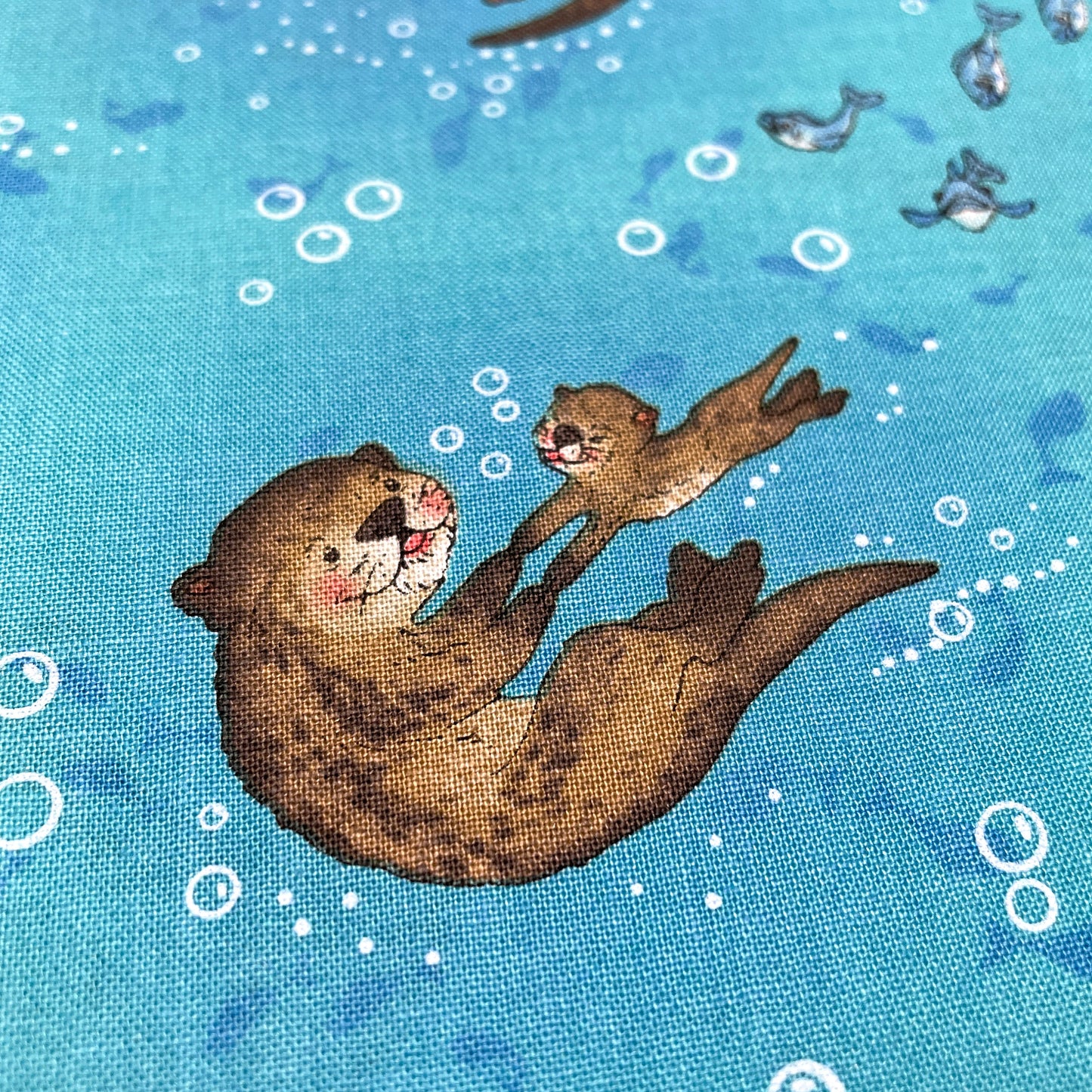 Otter Fabric - River Romp - Henry Glass- 100% Cotton - Sea Life Underwater Otters