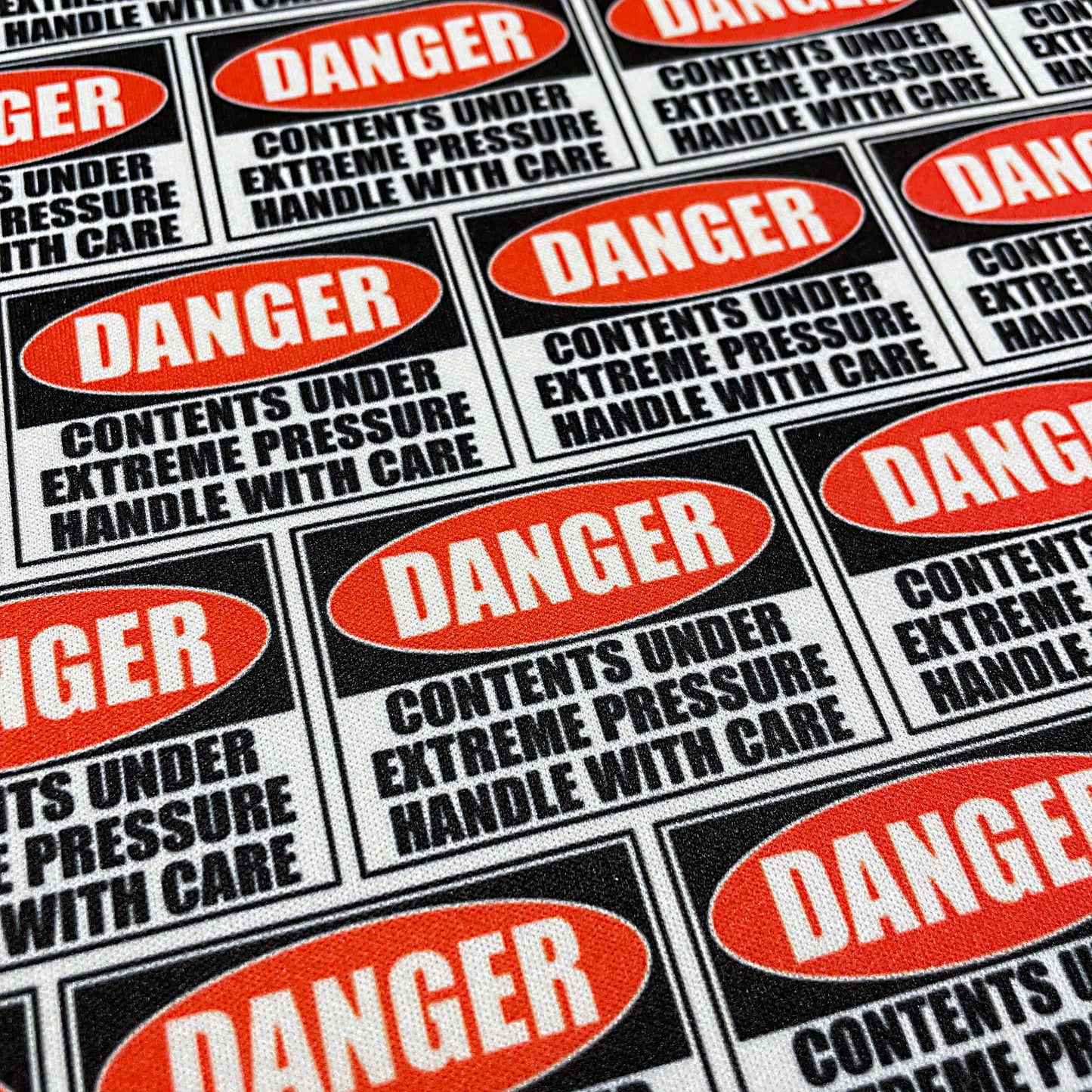 Danger Sign PUL Waterproof Fabric - 1 mil - 60" wide - Contents under pressure handle with care