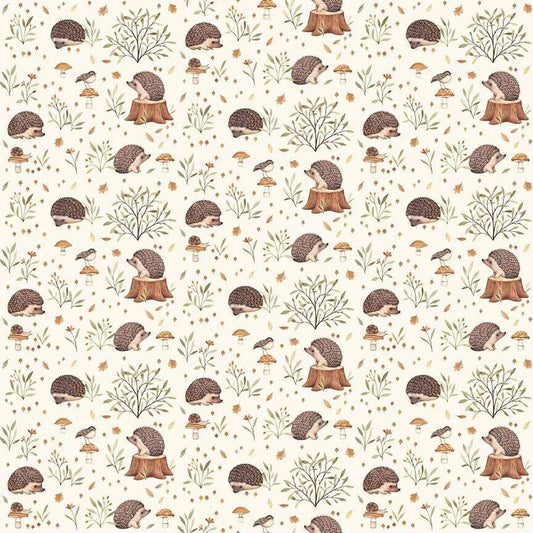 Dear Stella Hedgehogs Fabric - Little Forest - 100% Cotton Fabric - Woodland Forest animals