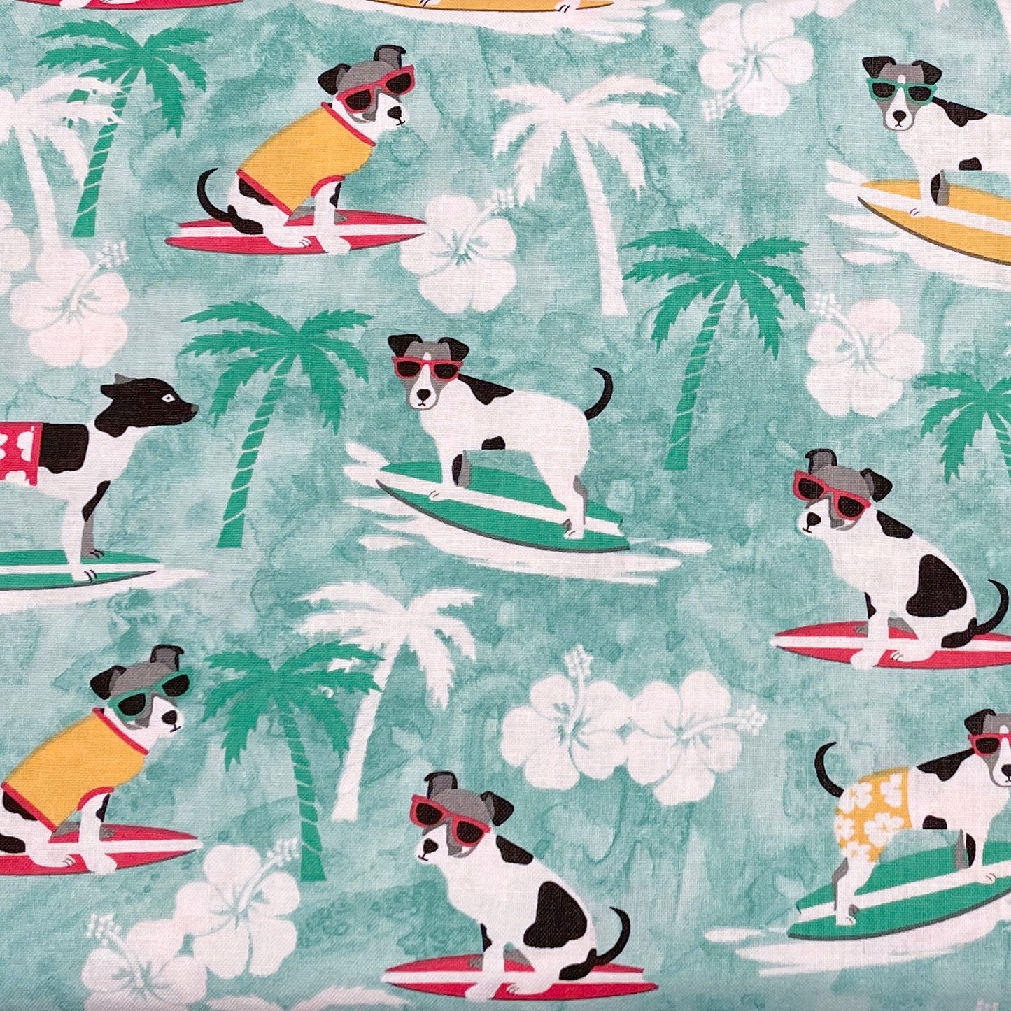 Surfing Dog Fabric - 100% cotton - Surfing material dog fabric quilting cotton