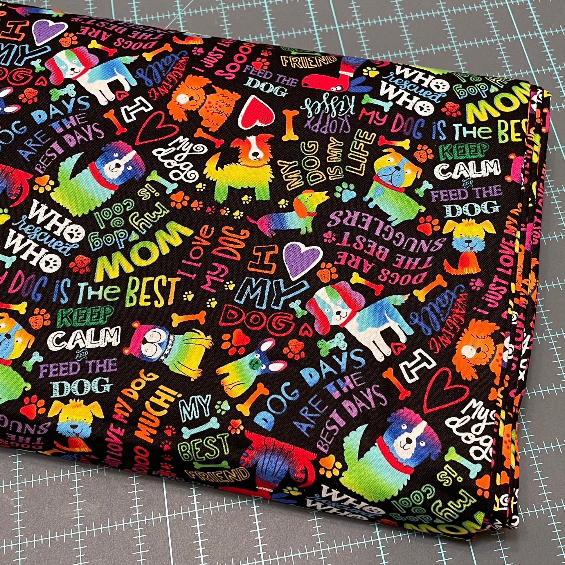 Dog Fabric by the yard - My Dog Is the Best - 100% Cotton - Multicolor material