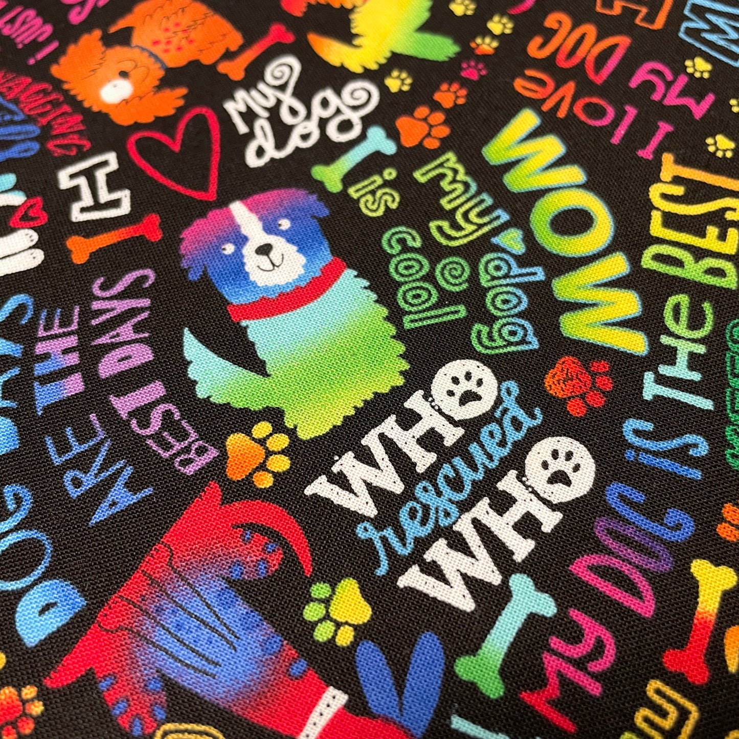 Dog Fabric by the yard - My Dog Is the Best - 100% Cotton - Multicolor material