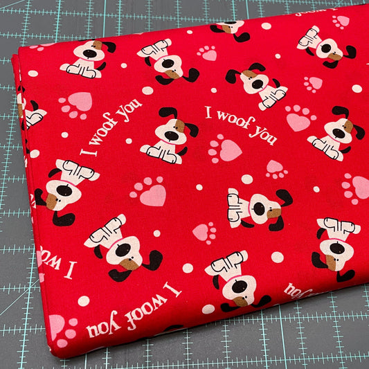 I Woof You - Dog Valentine's Day - 100% cotton fabric - Dog material