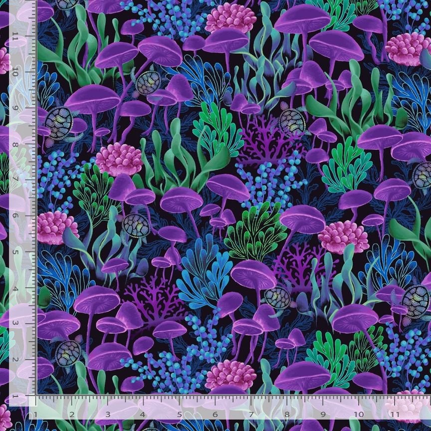 Electric Coral Life - 100% Cotton Fabric - Timeless Treasures - Electric Ocean - Sea Life Beach Vacation Scuba Dive Swimming