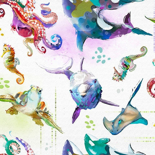 Sea Life fabric - Shining Sea - StudioE Fabrics - 100% Cotton