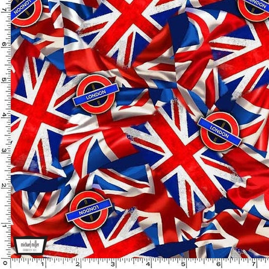 Union Jack Fabric - Michael Miller - 100% Cotton - City of London Collection - Travel England UK British Flag