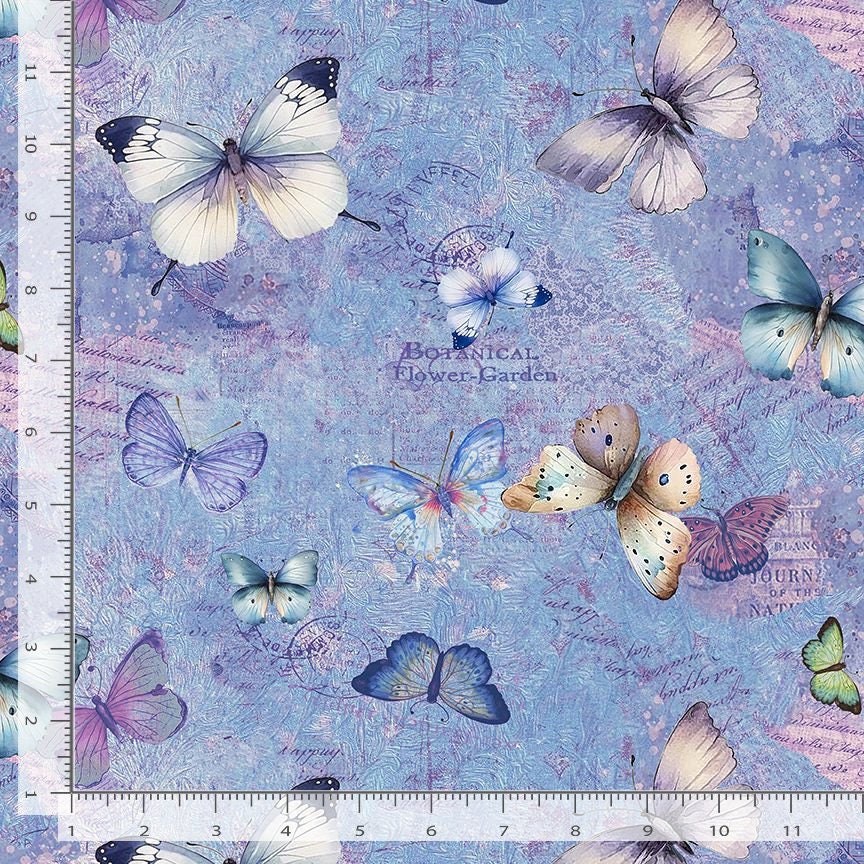 Pretty Butterflies and Text fabric - 100% Cotton - Timeless Treasures - Butterfly Dreams Collection - Butterfly fabric