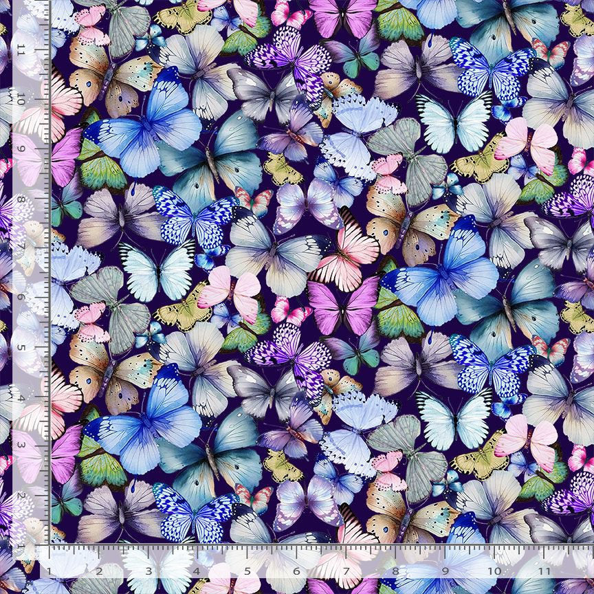 Tossed Pretty Butterfly fabric - Plum - 100% Cotton - Timeless Treasures - Butterfly Dreams Collection -Butterflies