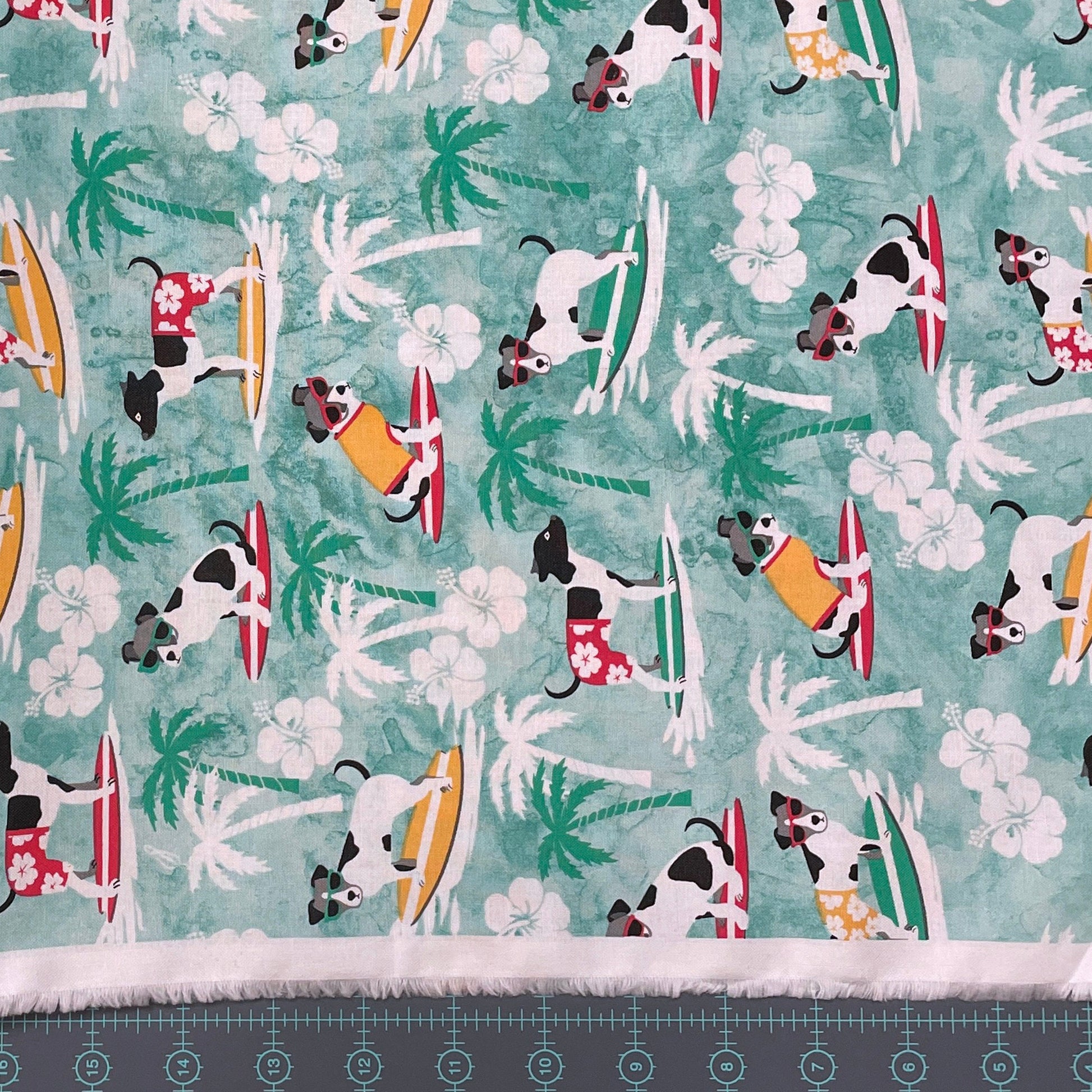 Surfing Dog Fabric - 100% cotton - Surfing material dog fabric quilting cotton