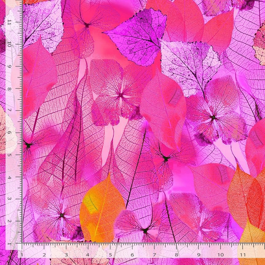 Leaf Fabric - Pink - 100% Cotton - Timeless Treasures - Fanciful Fronds Collection