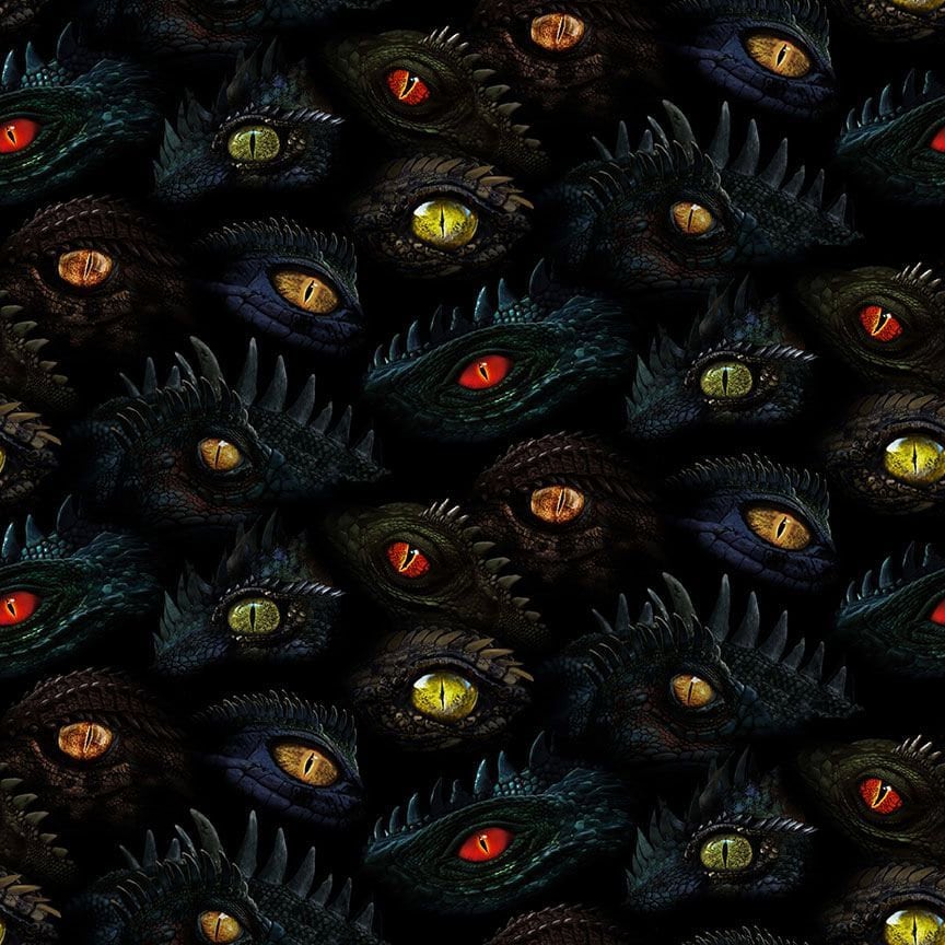 Dragon's Eyes Fabric - Timeless Treasures - 100% Cotton - Dragon's Lair Collection - Multicolor material dragon theme