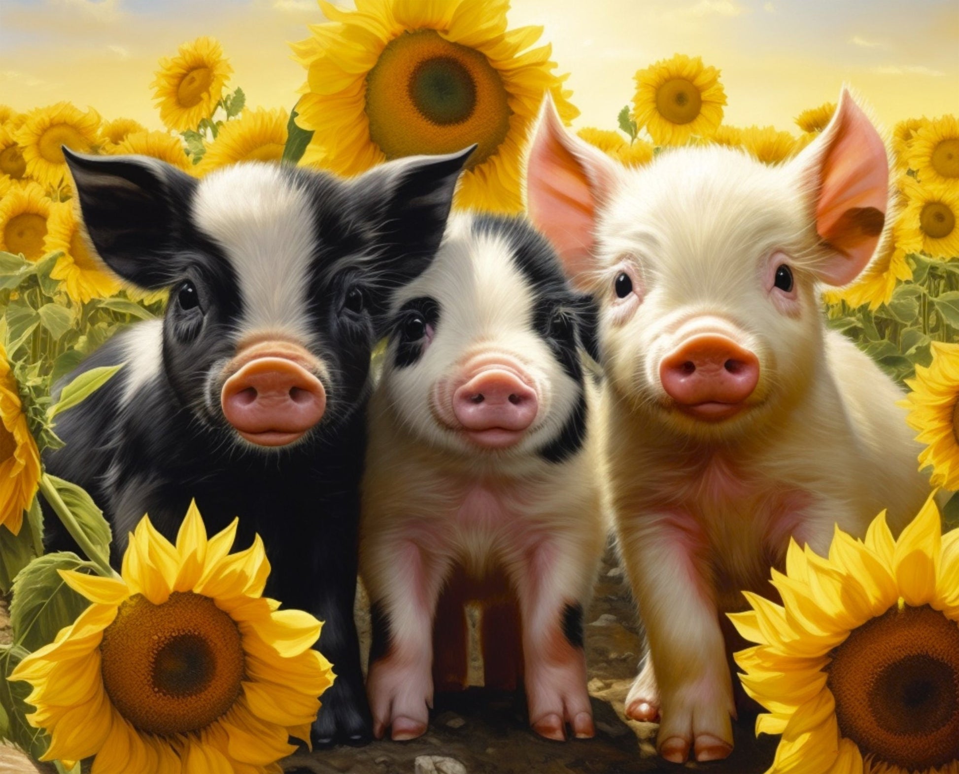 Pig Fabric Panel 35.5" x 45" - 100% Cotton - David Textiles Exclusive Print - Digitally Printed - Hello Sunshine