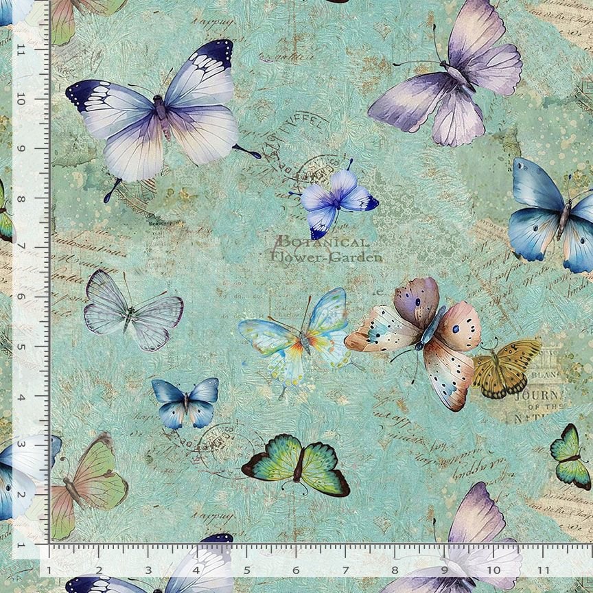 Pretty Butterflies and Text fabric - 100% Cotton - Timeless Treasures - Butterfly Dreams Collection - Butterfly fabric