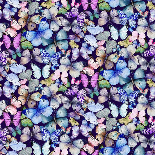 Tossed Pretty Butterfly fabric - Plum - 100% Cotton - Timeless Treasures - Butterfly Dreams Collection -Butterflies