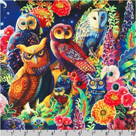 Night Owls Fabric - Nature - Robert Kaufman - 100% Cotton Fabric